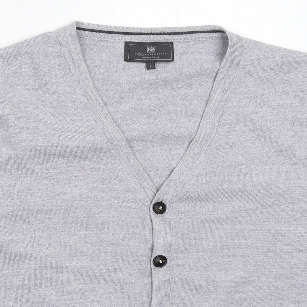 Marks and Spencer Mens Grey  Knit Cardigan Jumper Size L