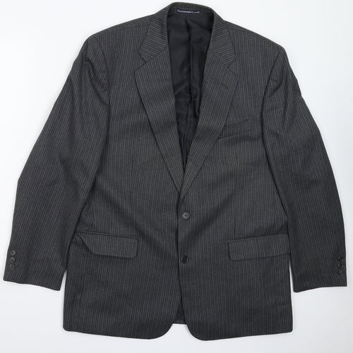 Greenwods Mens Grey Striped  Jacket Suit Jacket Size 42