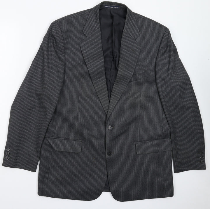 Greenwods Mens Grey Striped Jacket Suit Jacket Size 42