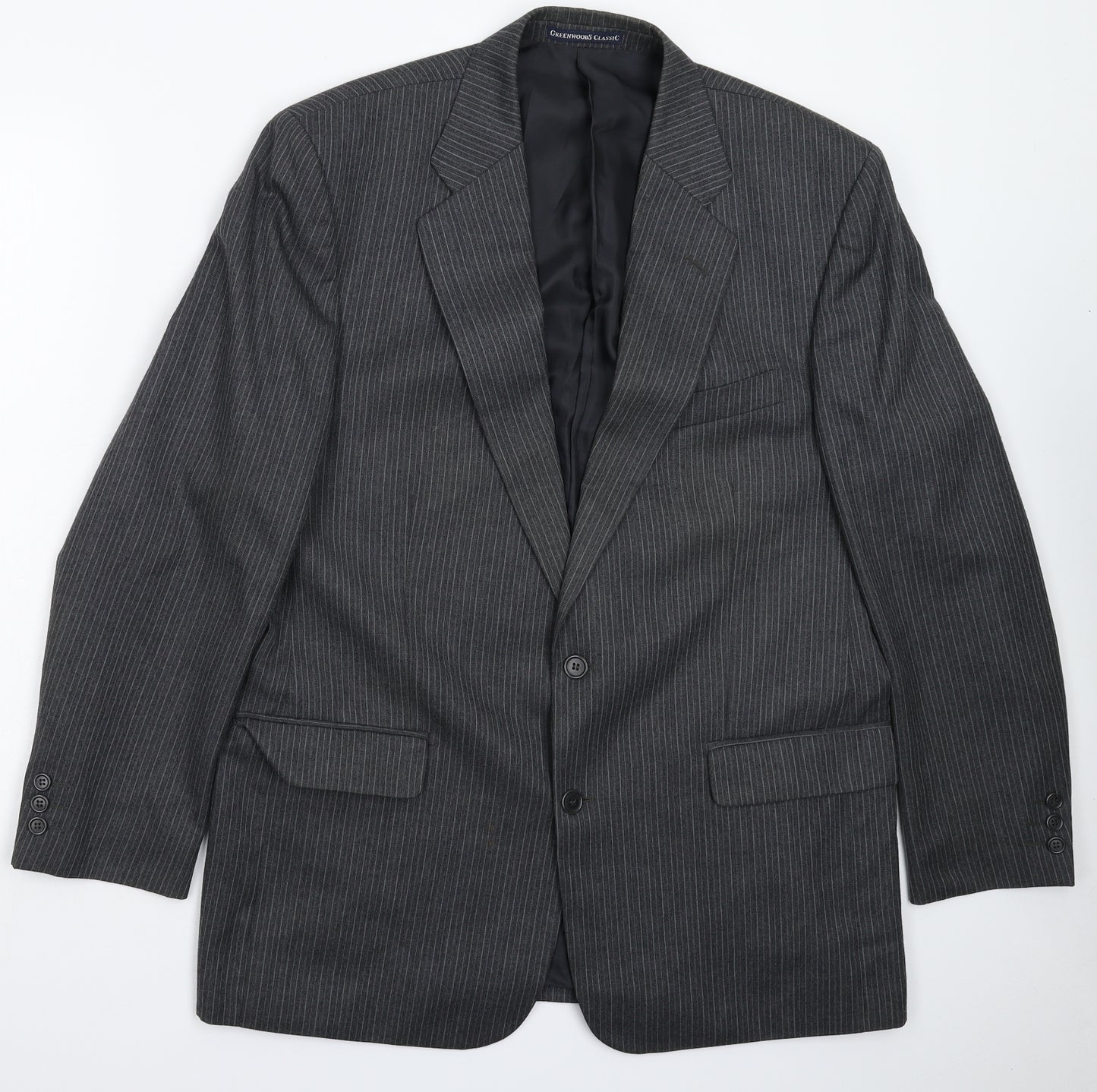 Greenwods Mens Grey Striped  Jacket Suit Jacket Size 42
