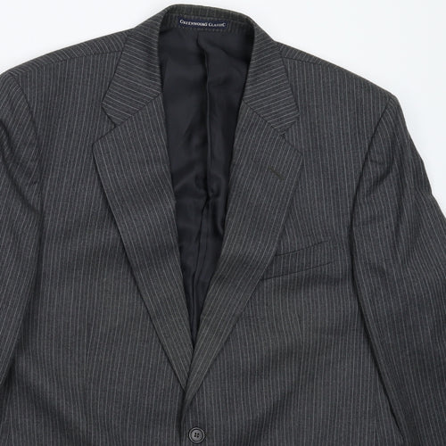 Greenwods Mens Grey Striped  Jacket Suit Jacket Size 42