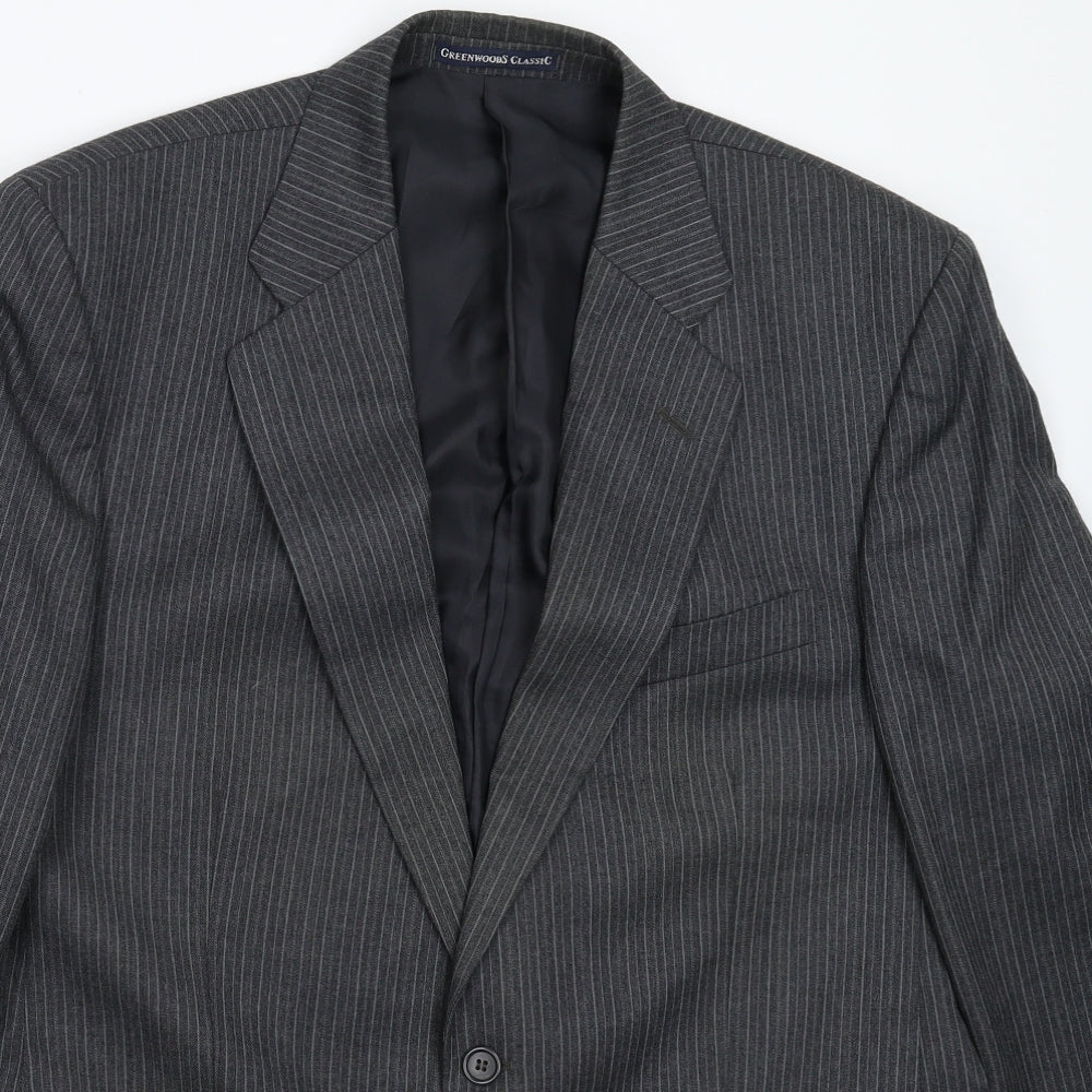 Greenwods Mens Grey Striped  Jacket Suit Jacket Size 42