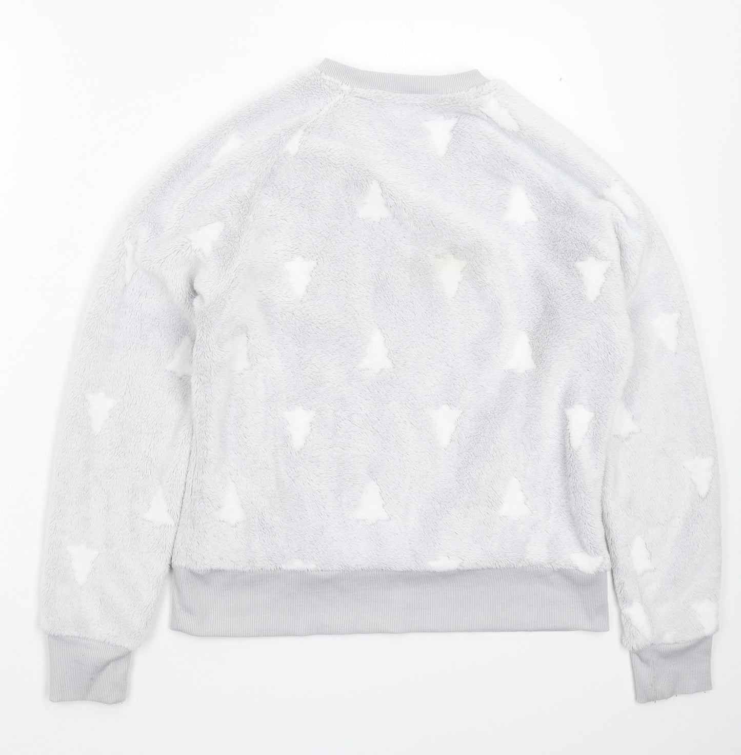 Boux Avenue Womens Silver Geometric Fleece Top Pyjama Top Size S