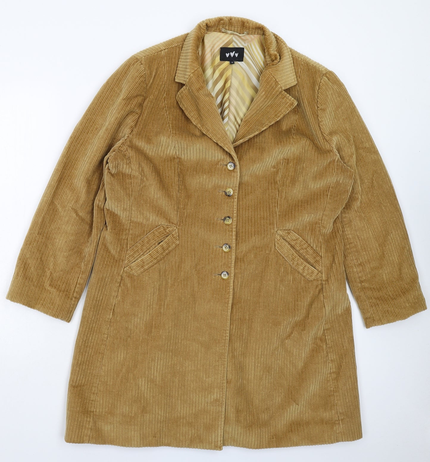 Per Una Womens Beige  Corduroy Parka Coat Size 18