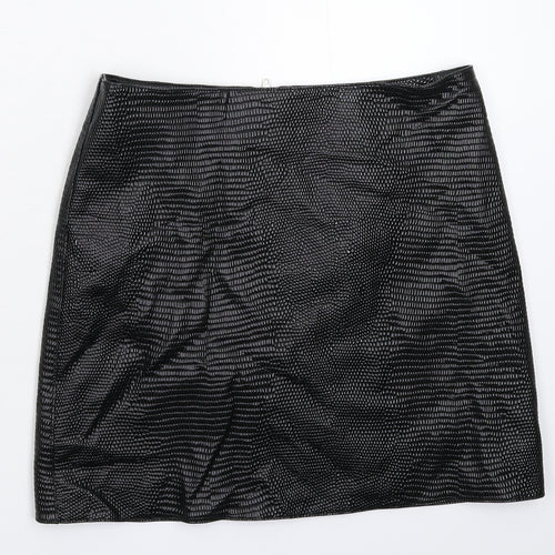 Warehouse Womens Black   Mini Skirt Size 10  - Faux Leather