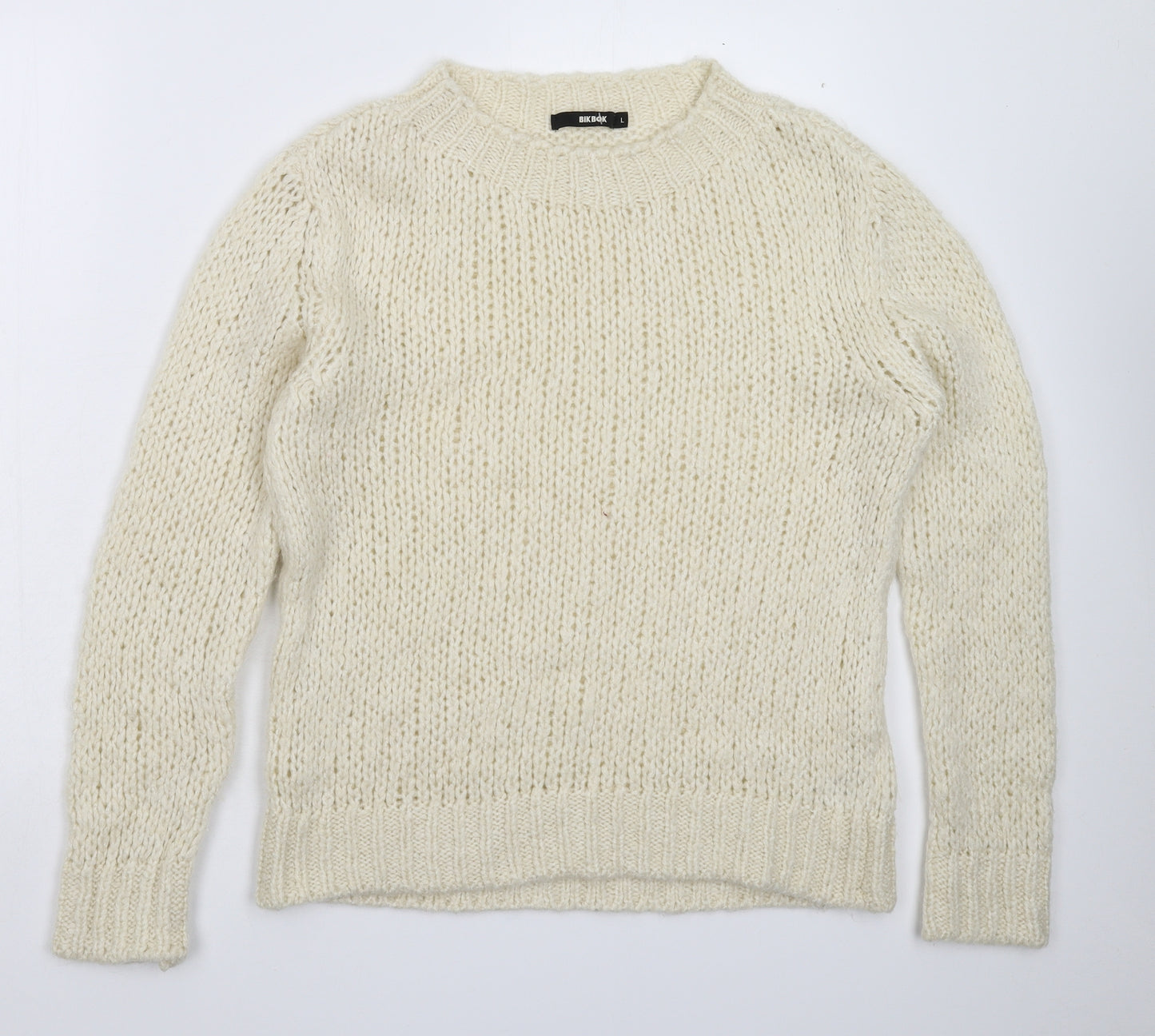 Bik Bok Womens White  Knit Pullover Jumper Size L