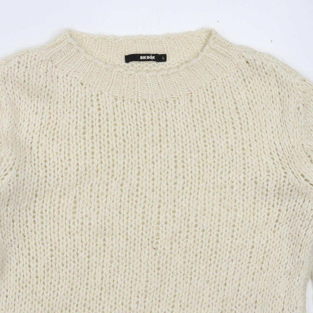 Bik Bok Womens White  Knit Pullover Jumper Size L