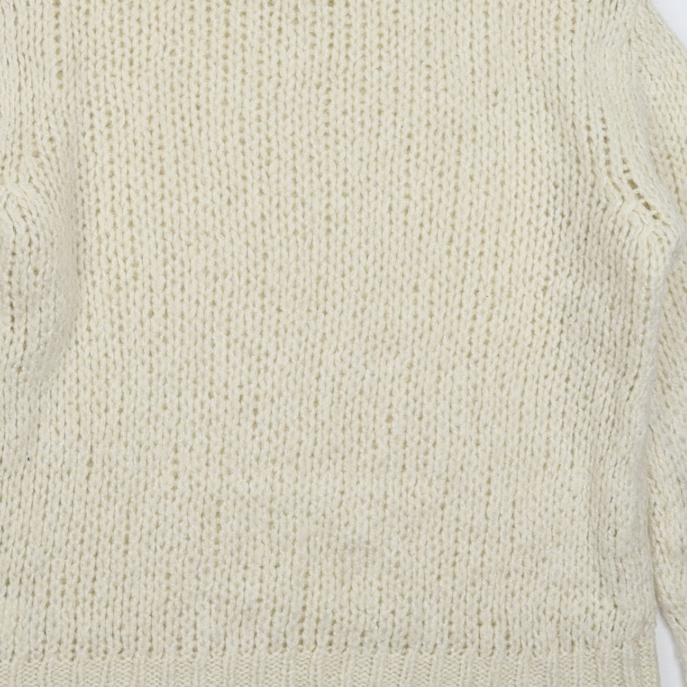 Bik Bok Womens White  Knit Pullover Jumper Size L