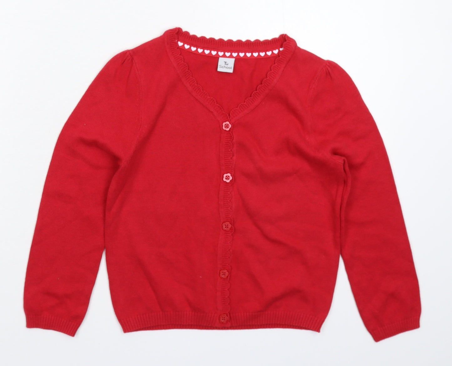 TU Girls Red  Knit Cardigan Jumper Size 5 Years  - School