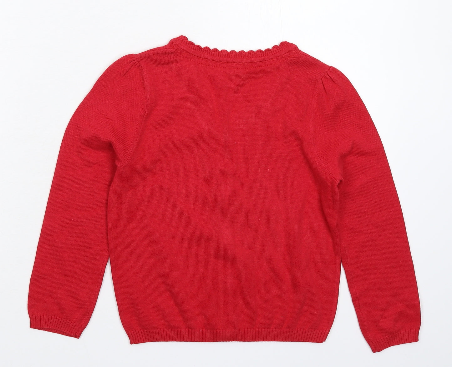 TU Girls Red  Knit Cardigan Jumper Size 5 Years  - School