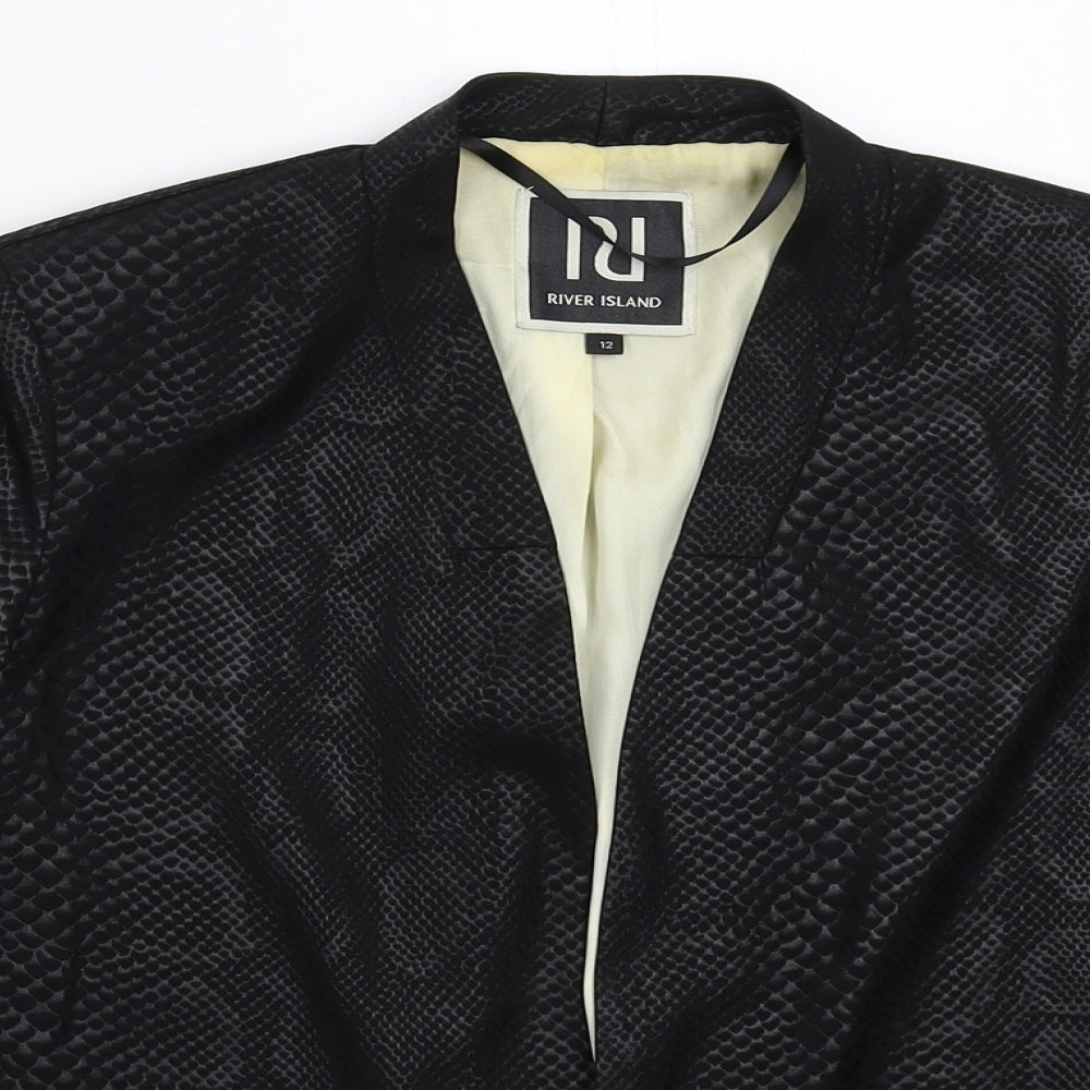 River Island Womens Black Animal Print  Jacket Blazer Size 12