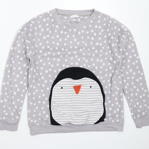 Marks and Spencer Womens Grey Polka Dot Fleece Top Pyjama Top Size 10
