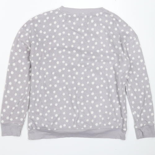Marks and Spencer Womens Grey Polka Dot Fleece Top Pyjama Top Size 10
