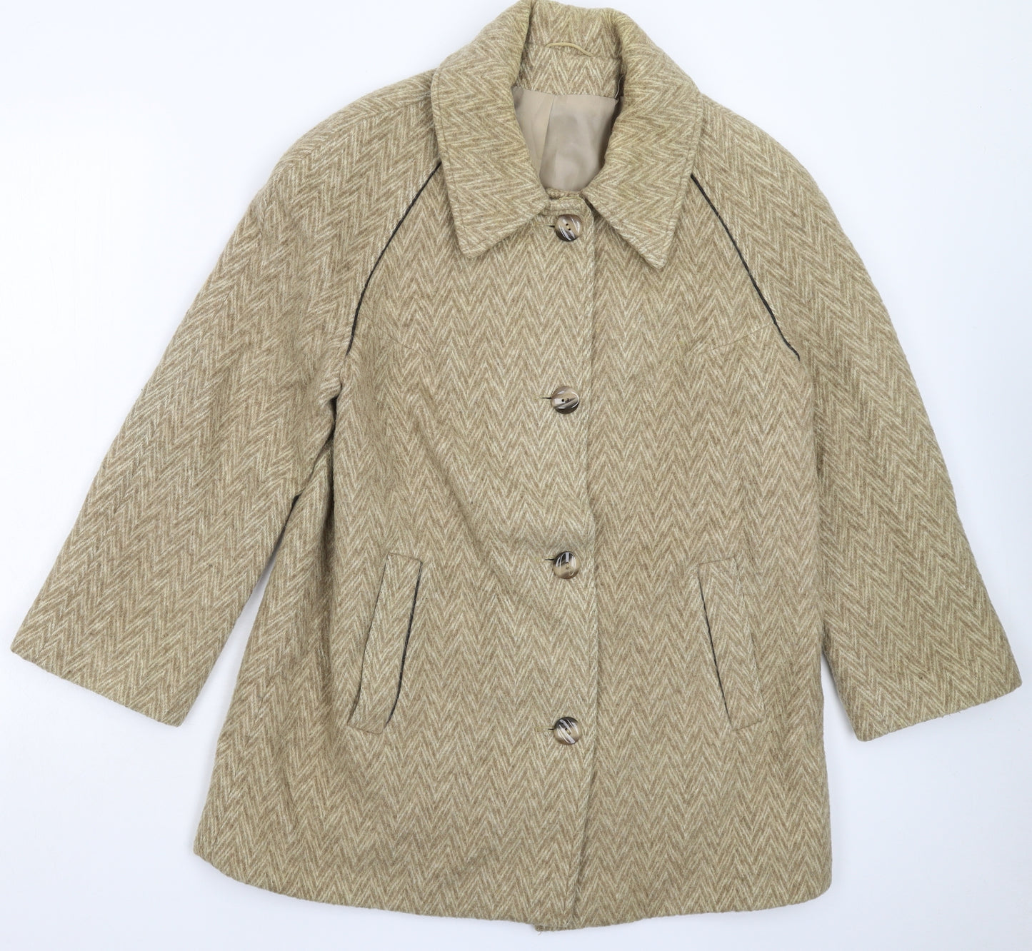 La Petite Womens Beige Herringbone  Jacket Coat Size L