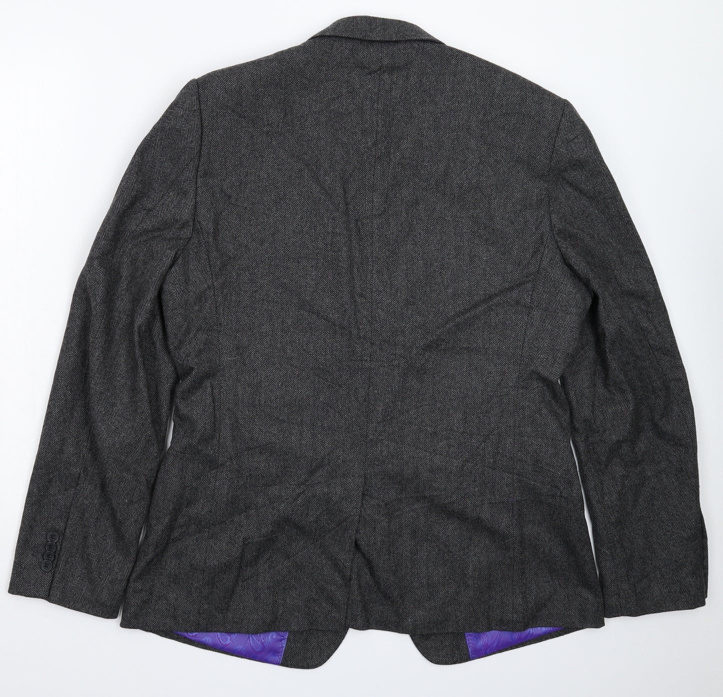 Louis Feraud Mens Grey Herringbone  Jacket Suit Jacket Size 42