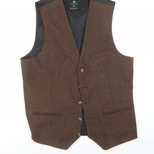 SWEAR & MASON Mens Brown   Jacket Waistcoat Size 38
