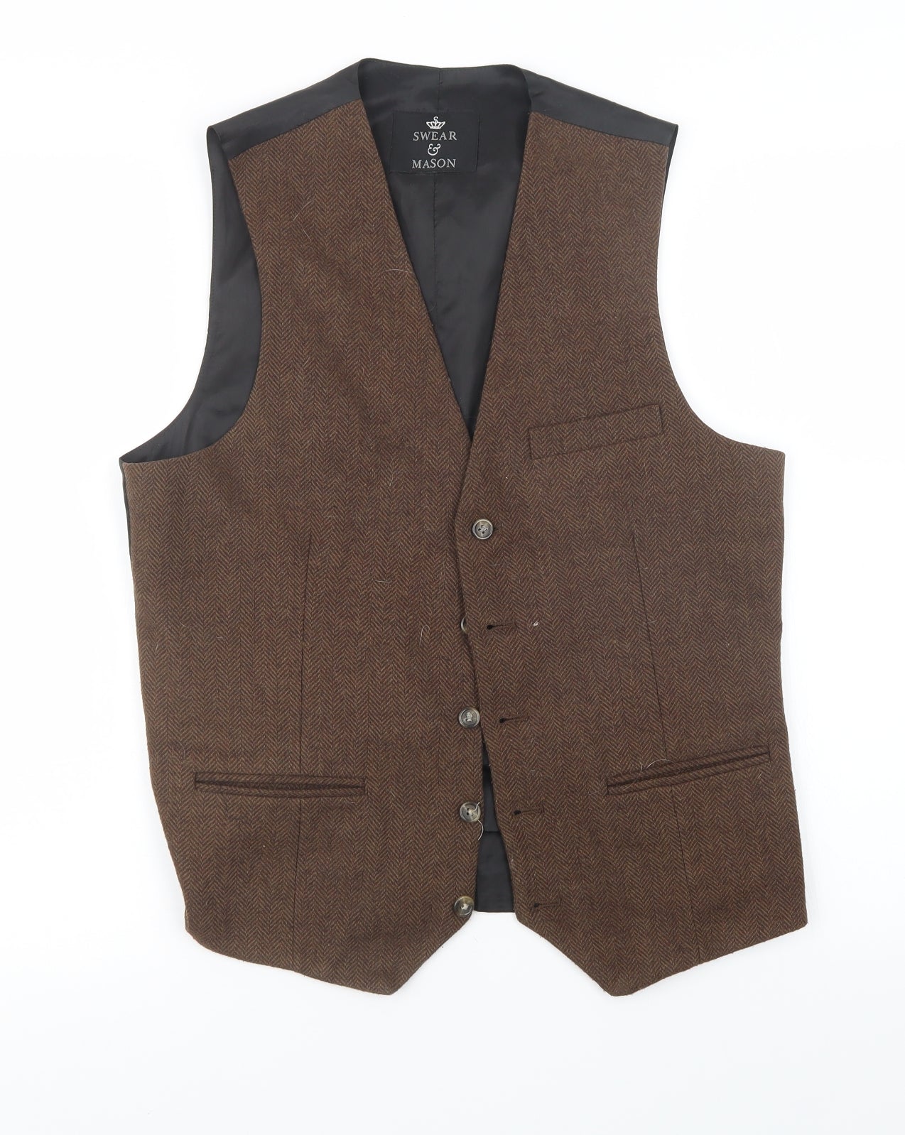 SWEAR & MASON Mens Brown   Jacket Waistcoat Size 38