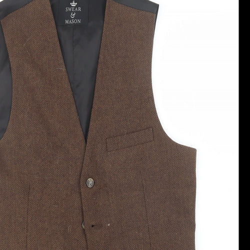 SWEAR & MASON Mens Brown   Jacket Waistcoat Size 38