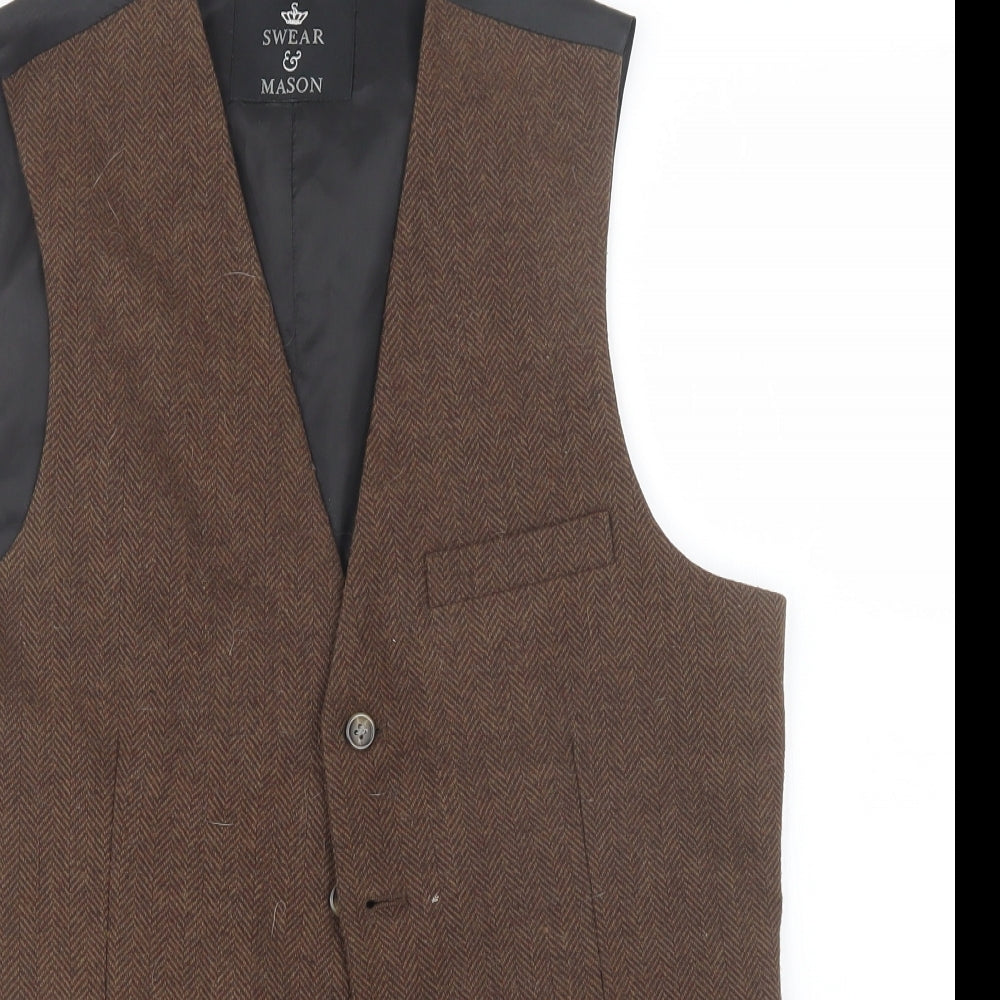 SWEAR & MASON Mens Brown   Jacket Waistcoat Size 38