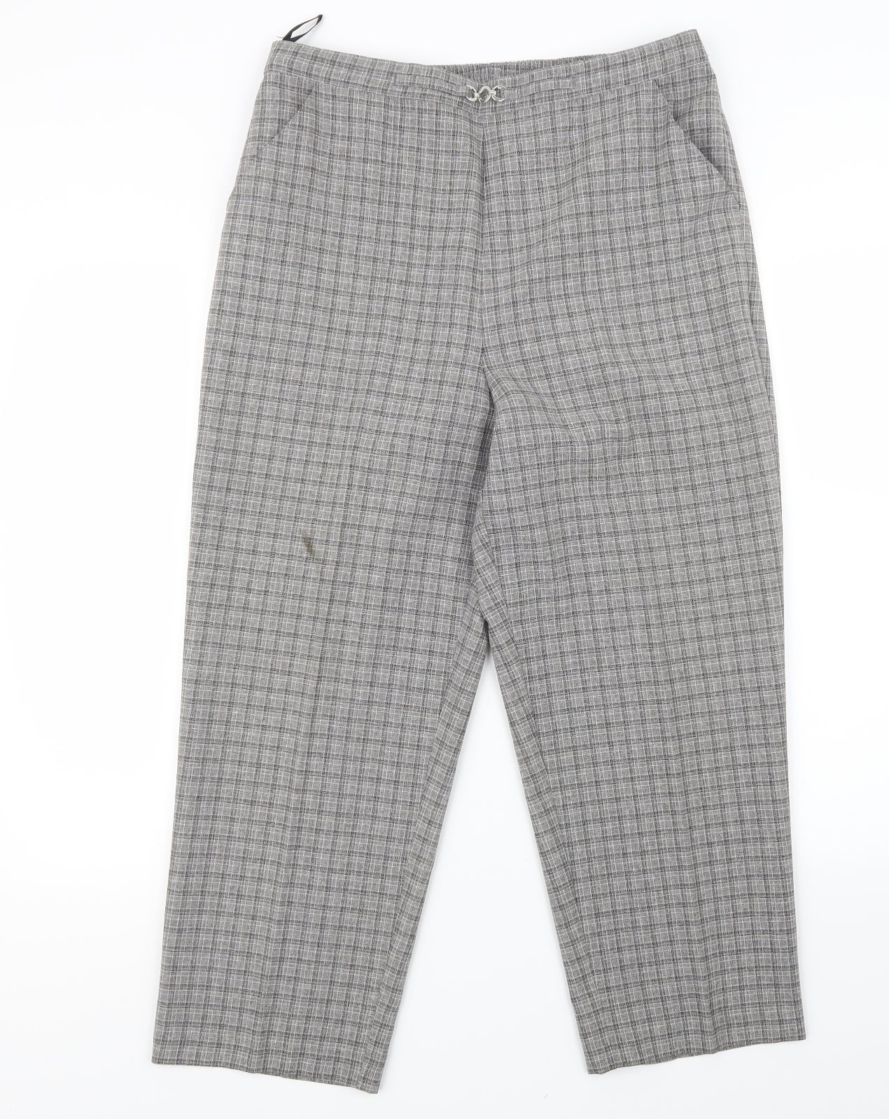 Bonmarché Womens Grey Check  Trousers  Size 14 L28 in