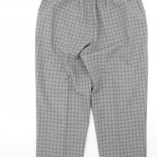 Bonmarché Womens Grey Check  Trousers  Size 14 L28 in