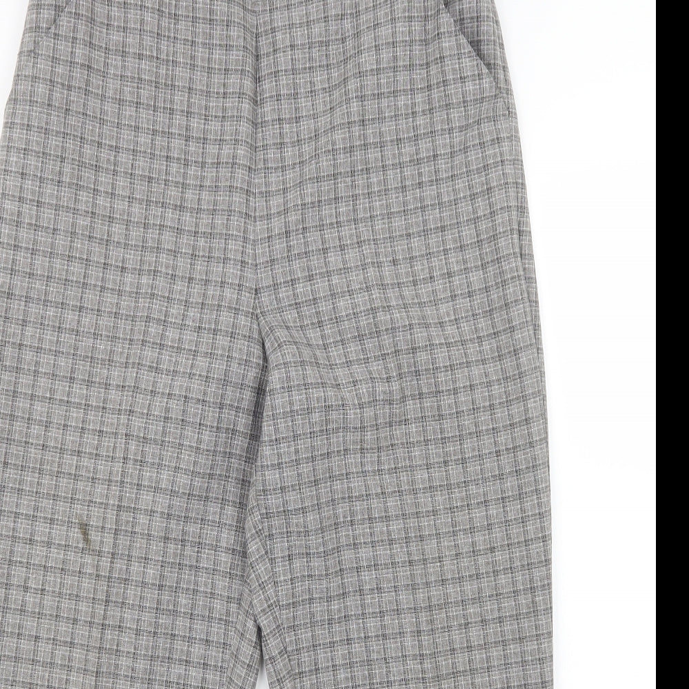 Bonmarché Womens Grey Check  Trousers  Size 14 L28 in