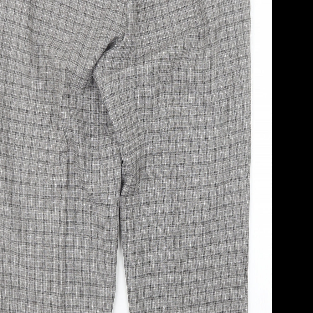 Bonmarché Womens Grey Check  Trousers  Size 14 L28 in