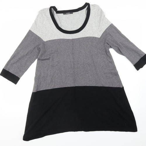 George Womens Black Striped Knit Pullover Sweatshirt Size 14