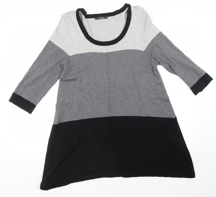 George Womens Black Striped Knit Pullover Sweatshirt Size 14