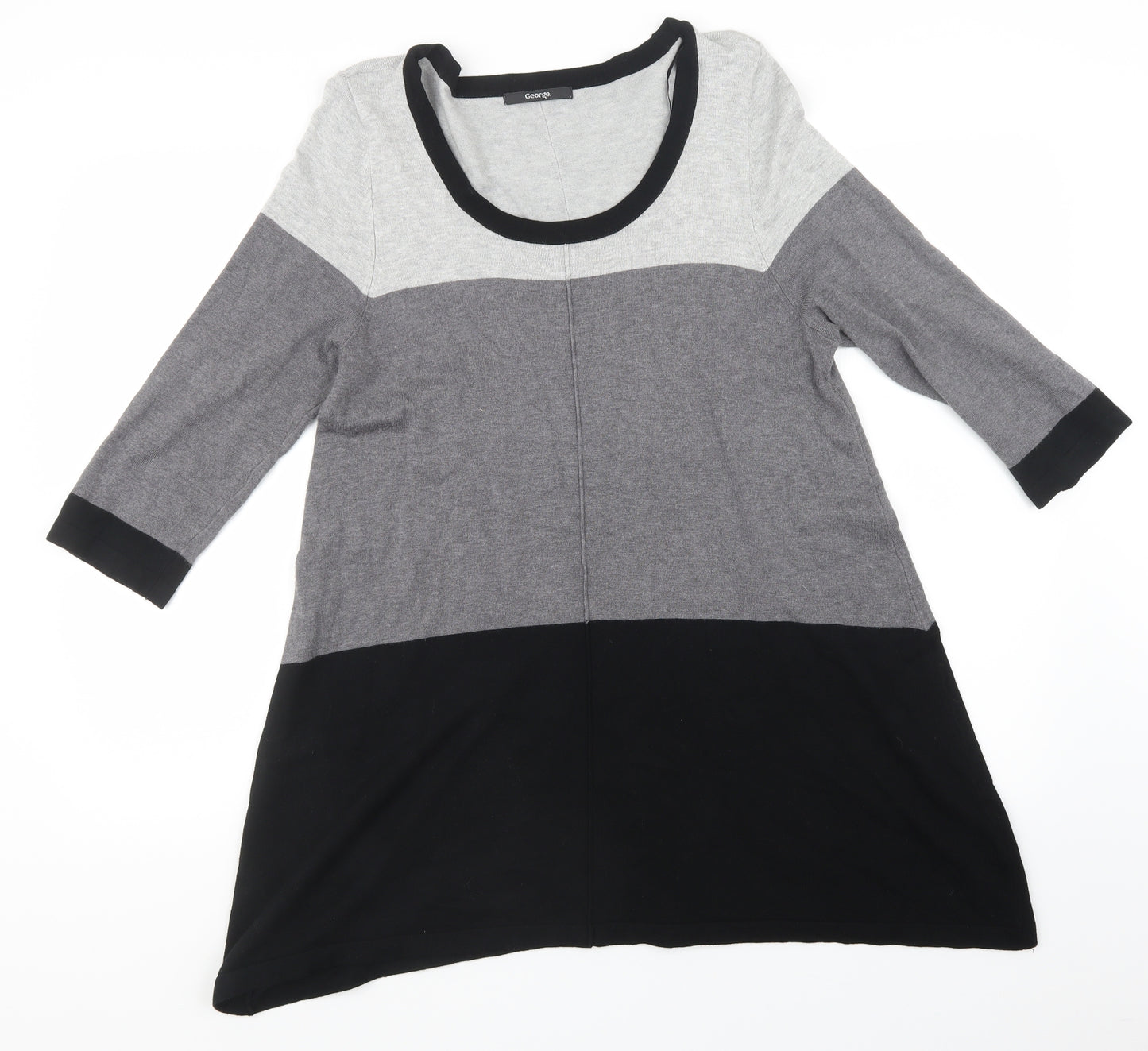 George Womens Black Striped Knit Pullover Sweatshirt Size 14