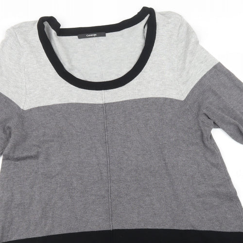 George Womens Black Striped Knit Pullover Sweatshirt Size 14