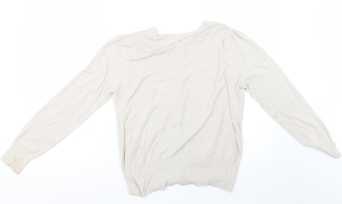 Marks and Spencer Womens Beige  Knit Cardigan Jumper Size 14