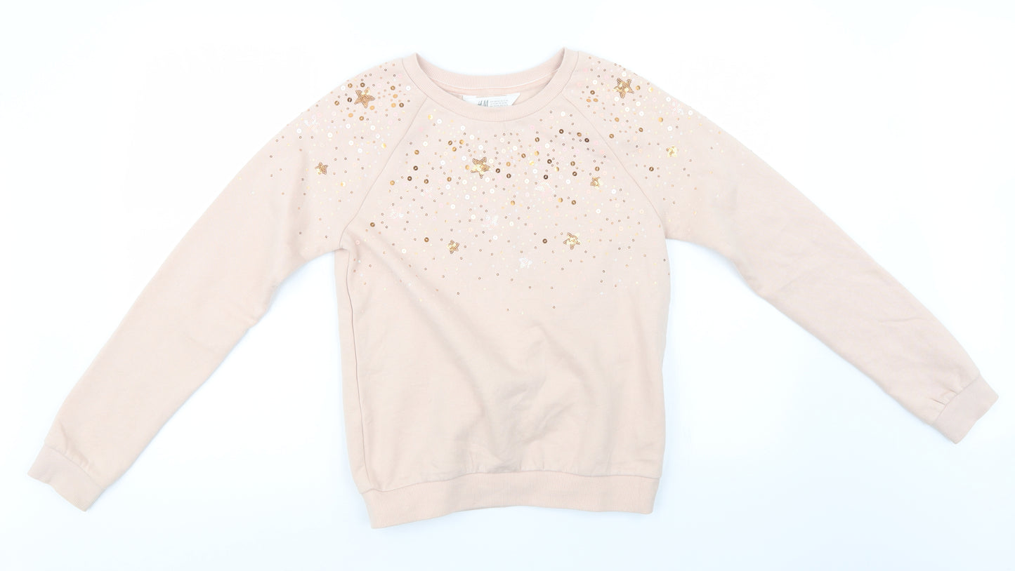 H&M Girls Pink   Pullover Sweatshirt Size 13 Years