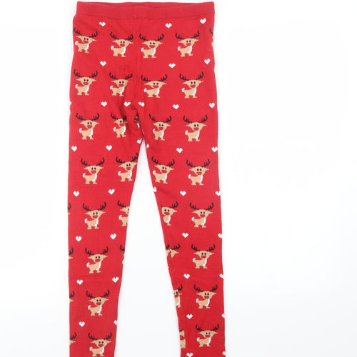Primark Girls Red Patchwork Knit  Pyjama Pants Size 10-11 Years