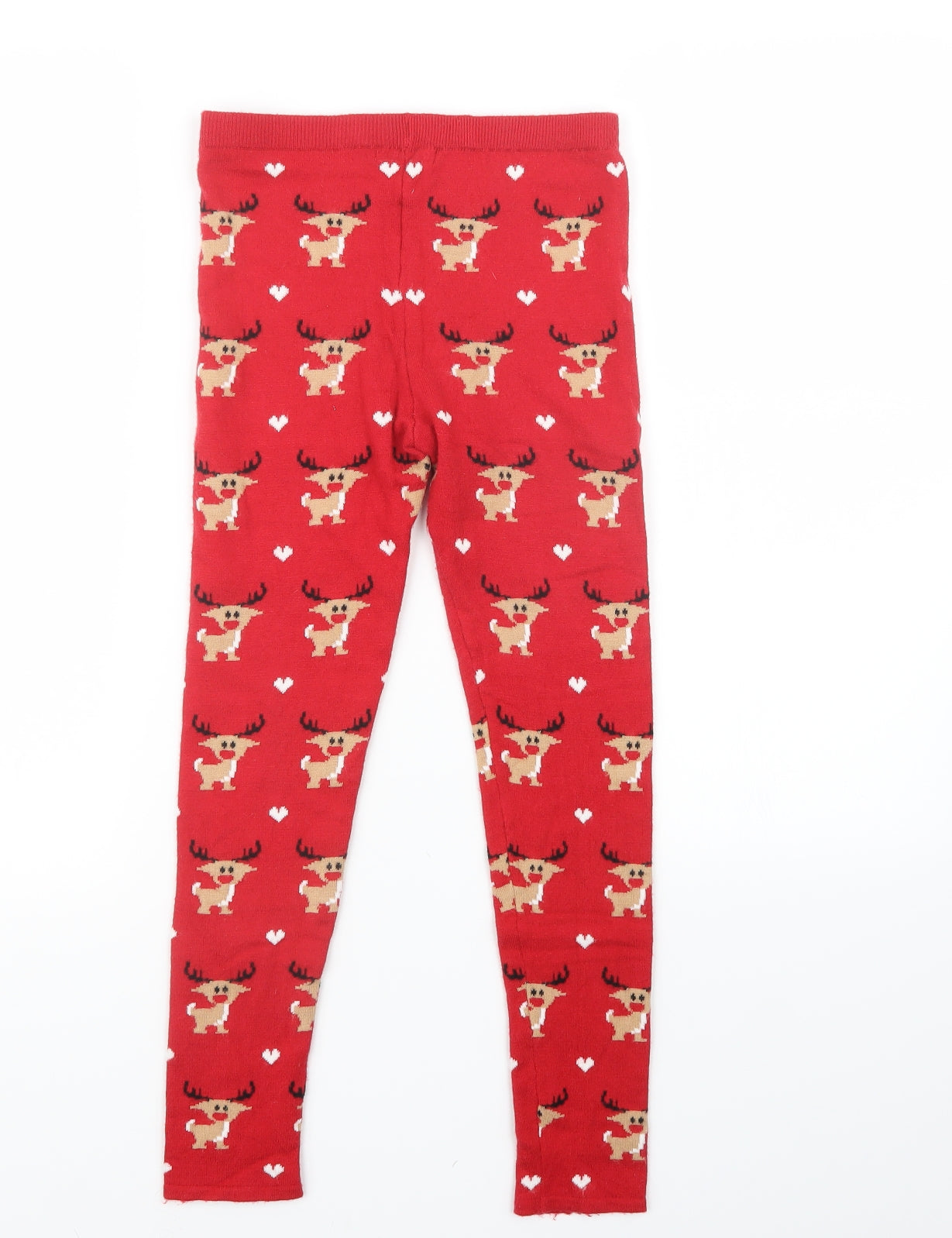Primark Girls Red Patchwork Knit  Pyjama Pants Size 10-11 Years
