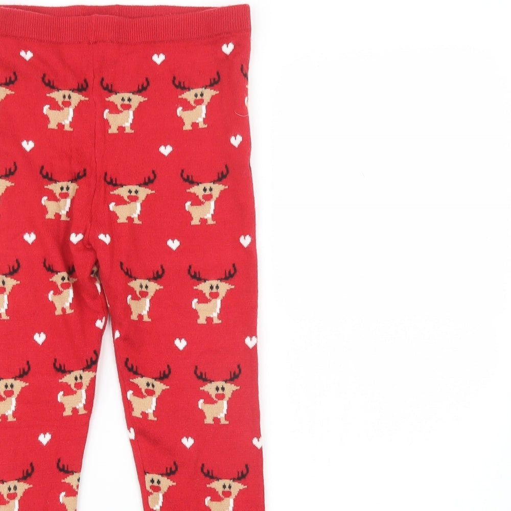 Primark Girls Red Patchwork Knit  Pyjama Pants Size 10-11 Years