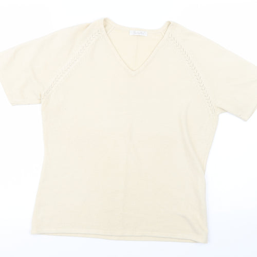 Berkertex Womens Yellow  Knit Basic T-Shirt Size 14