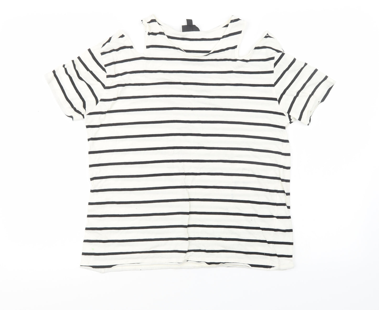 Topshop Womens White Striped  Basic T-Shirt Size 10