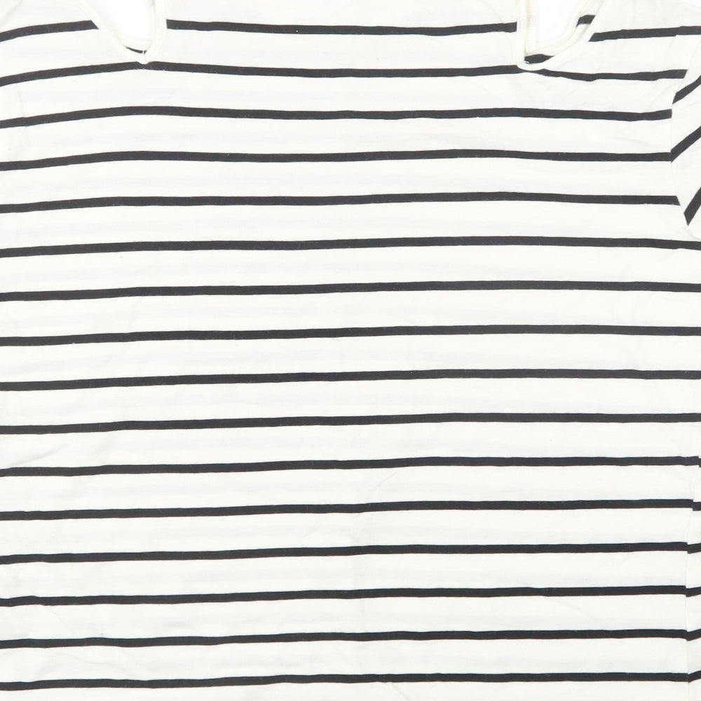 Topshop Womens White Striped  Basic T-Shirt Size 10