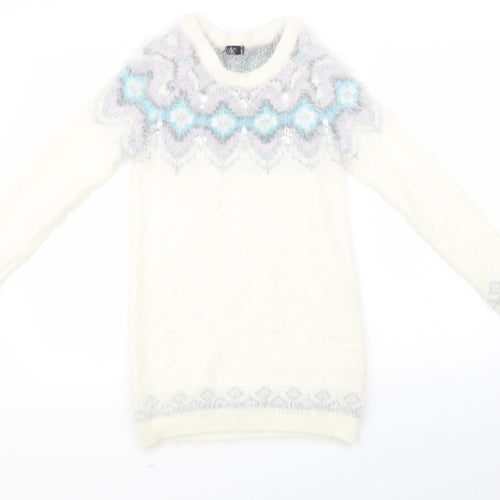 F&F Womens White Geometric  Pullover Sweatshirt Size 6
