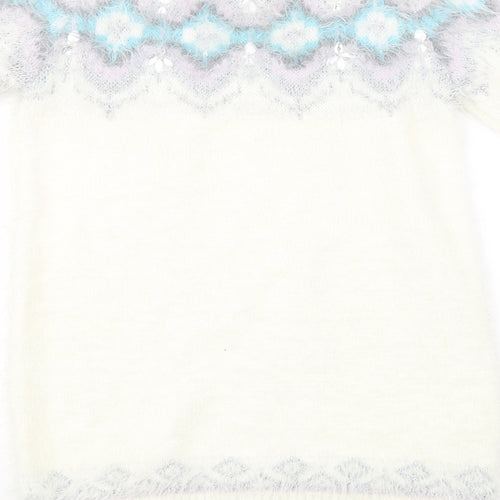 F&F Womens White Geometric  Pullover Sweatshirt Size 6