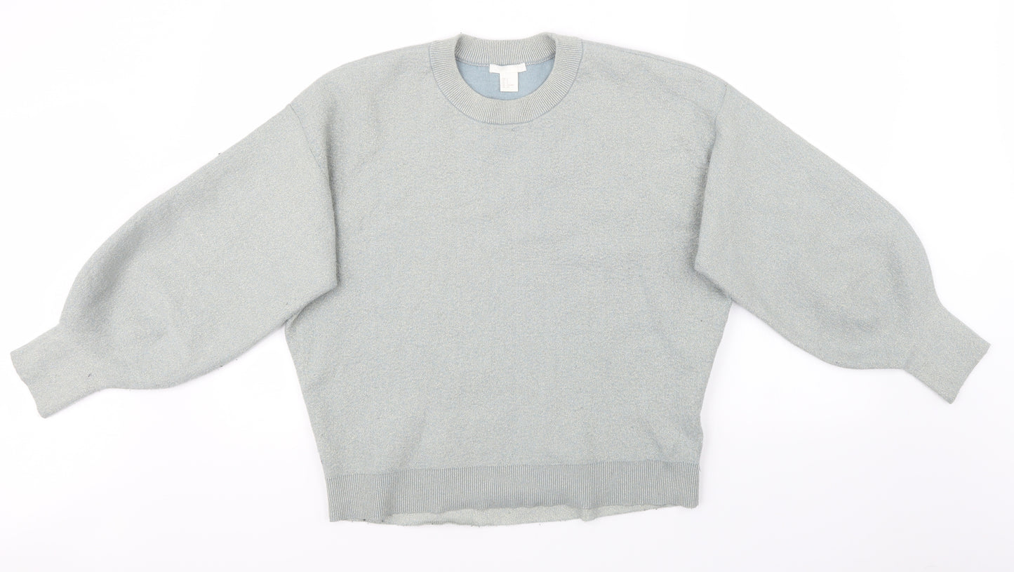 H&M Womens Green  Knit Pullover Sweatshirt Size S