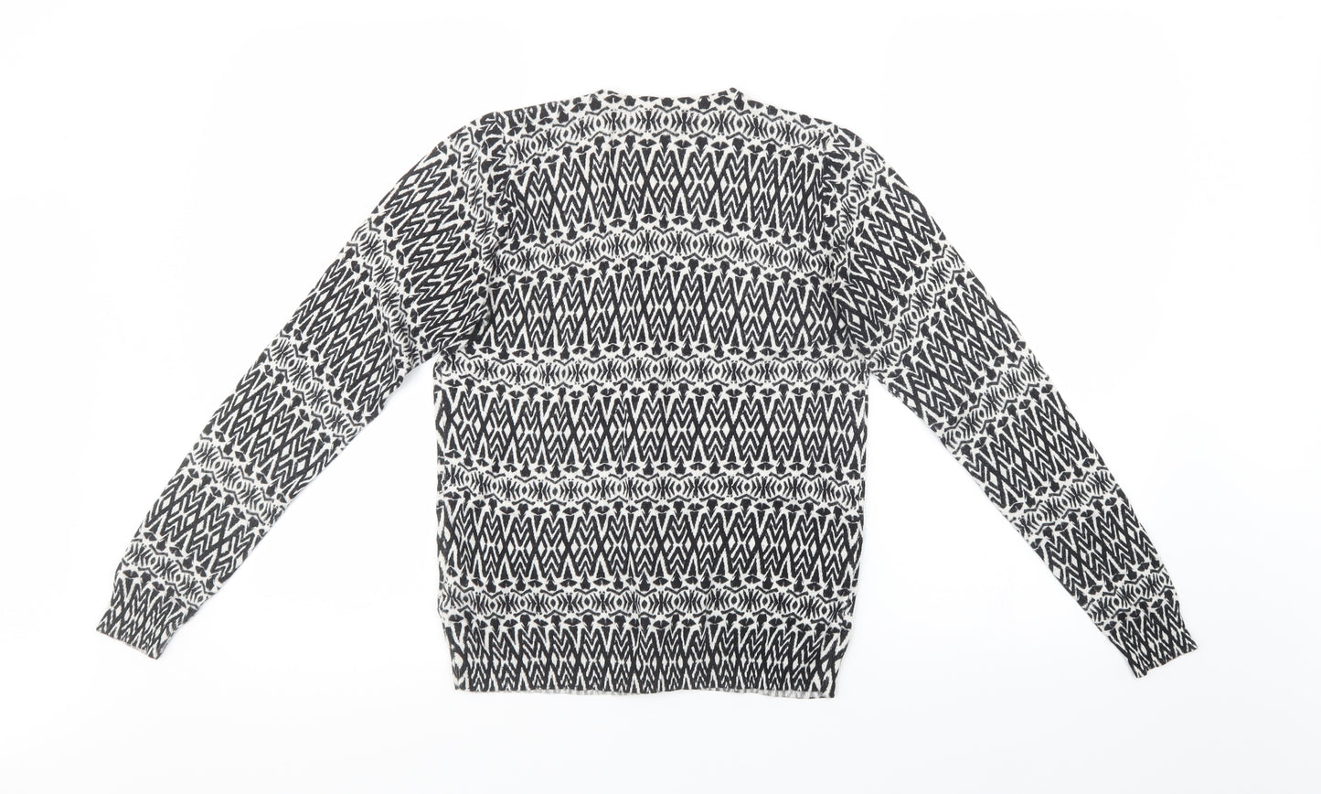 Marks and Spencer Womens Black Geometric  Cardigan Jumper Size 8