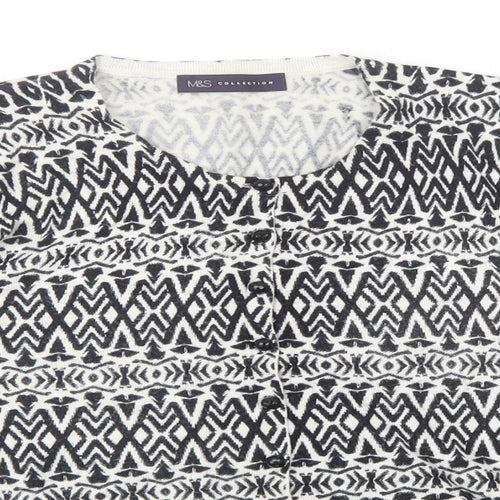 Marks and Spencer Womens Black Geometric  Cardigan Jumper Size 8