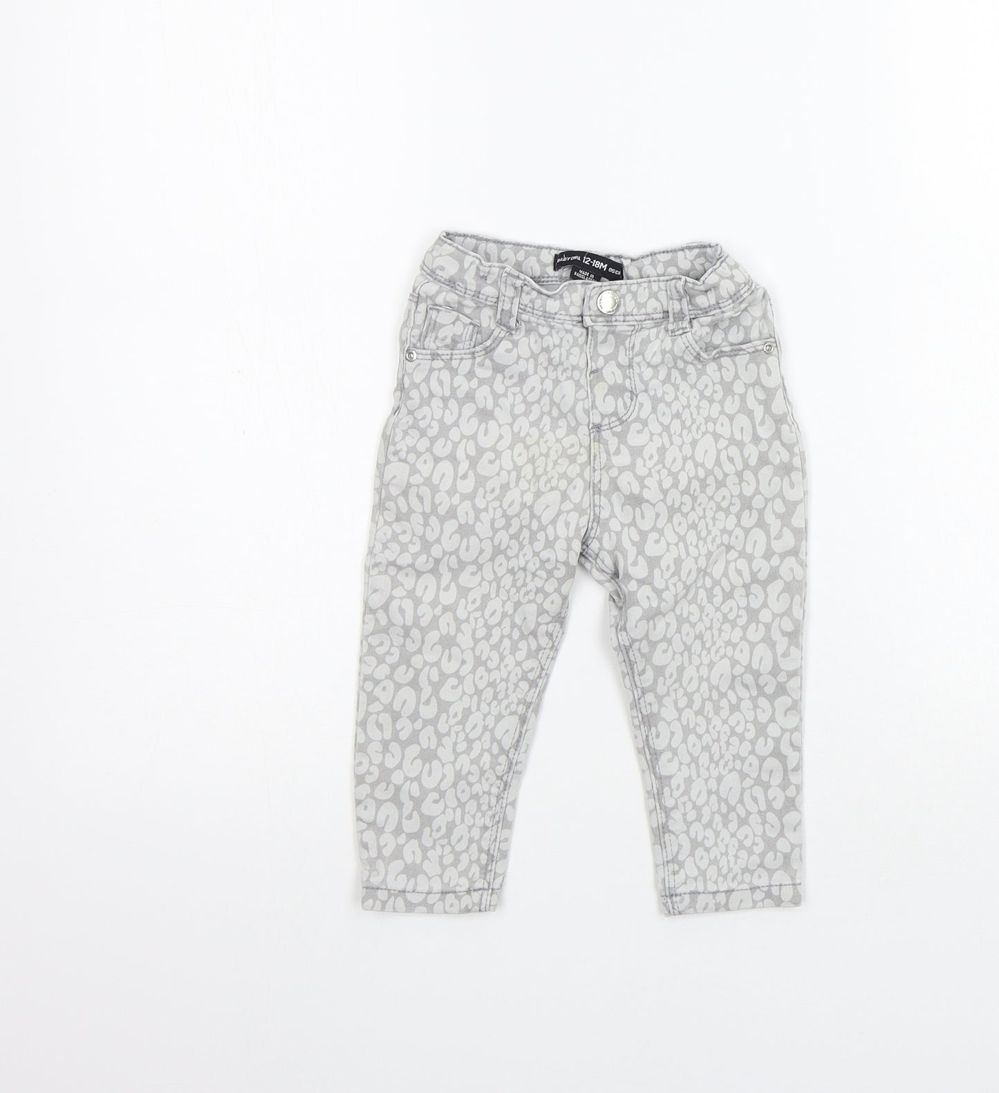 deniem co Girls Grey Animal Print  Jogger Jeans Size 12-18 Months  - washable mark
