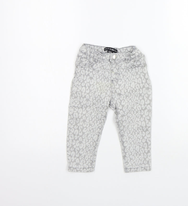 deniem co Girls Grey Animal Print  Jogger Jeans Size 12-18 Months  - washable mark