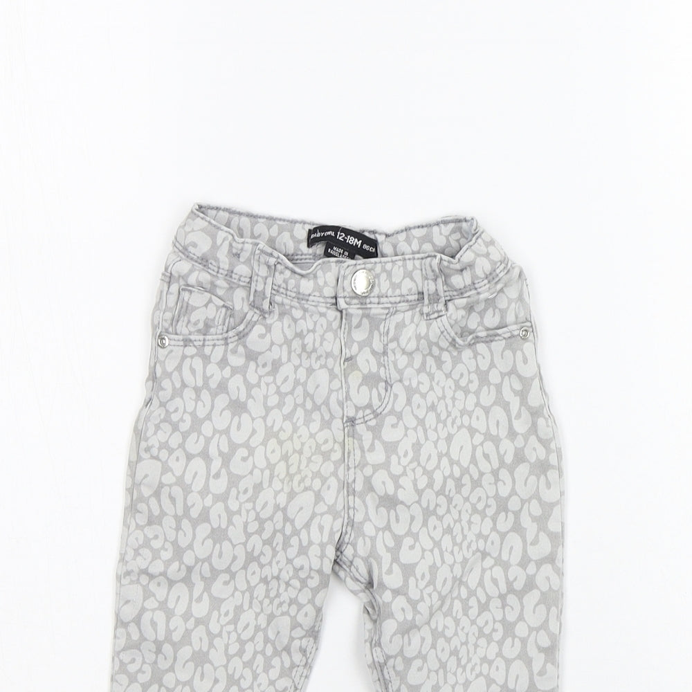 deniem co Girls Grey Animal Print  Jogger Jeans Size 12-18 Months  - washable mark