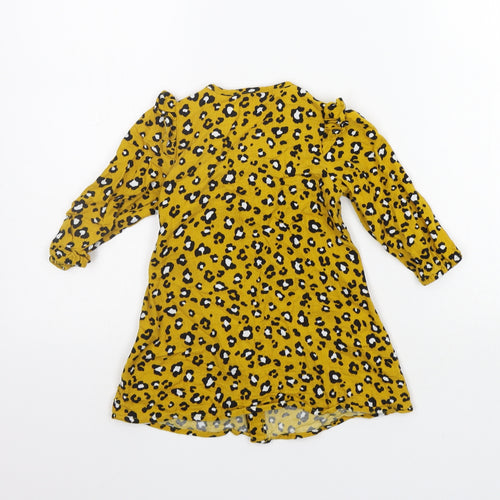 Matalan Girls Yellow Animal Print  A-Line  Size 12-18 Months