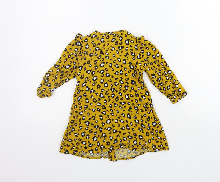 Matalan Girls Yellow Animal Print A-Line Size 12-18 Months