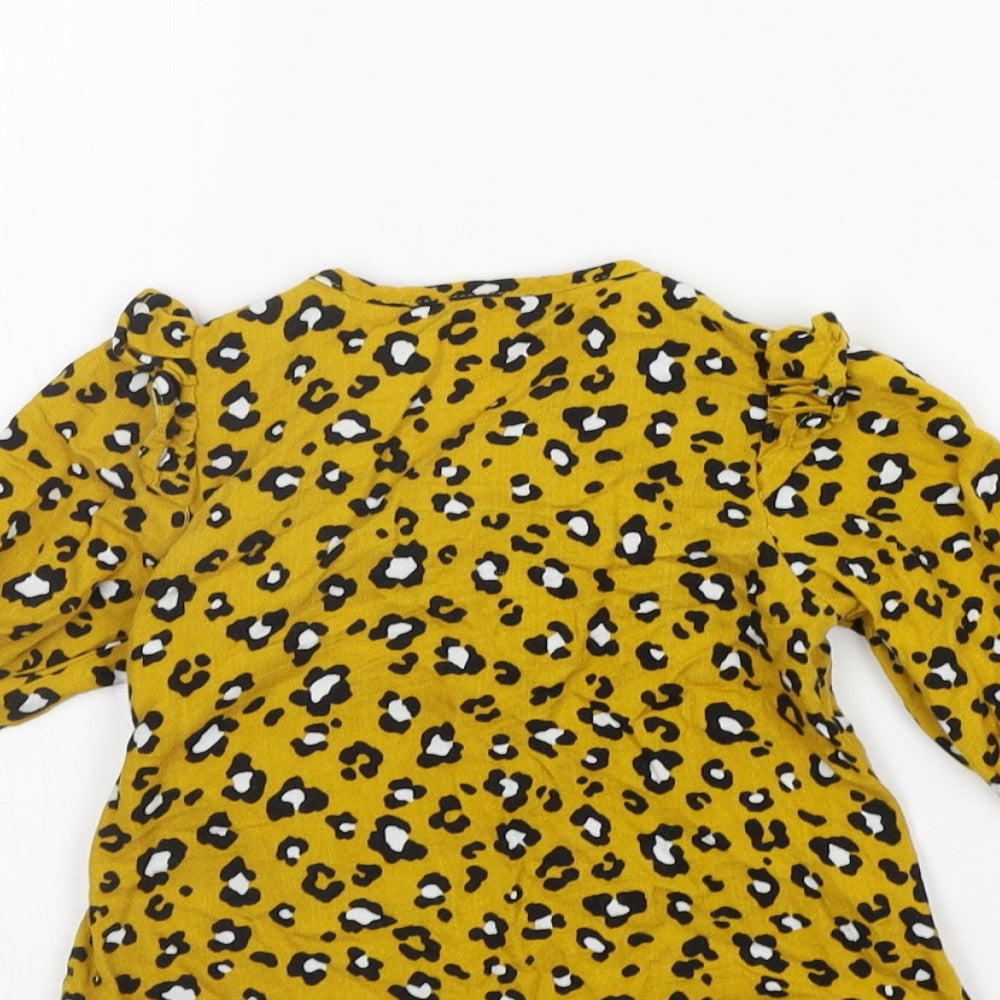 Matalan Girls Yellow Animal Print  A-Line  Size 12-18 Months